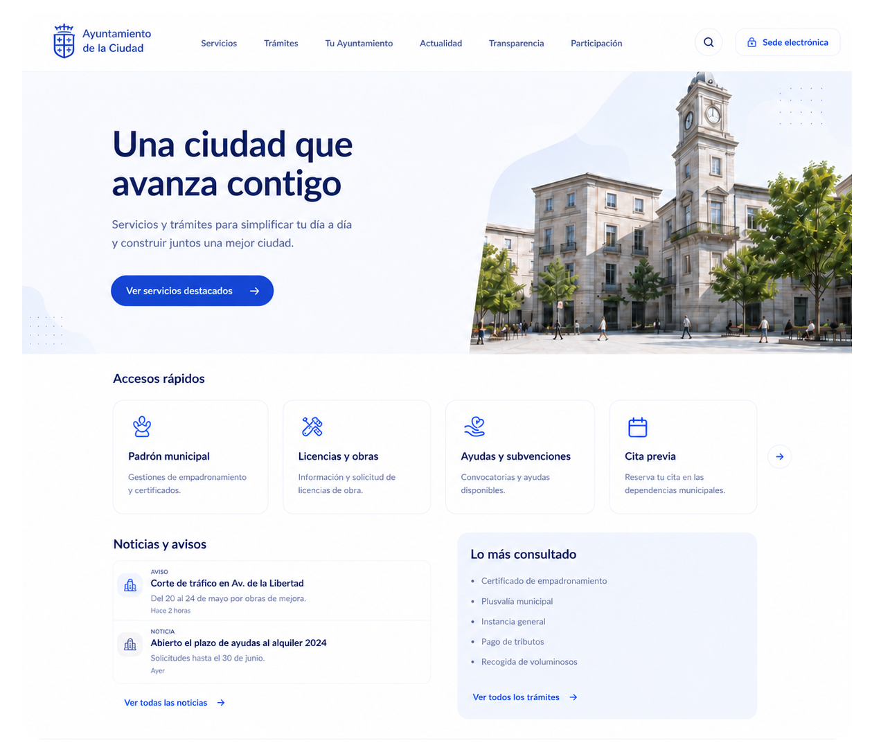 Ejemplo de web municipal integrada con Claria